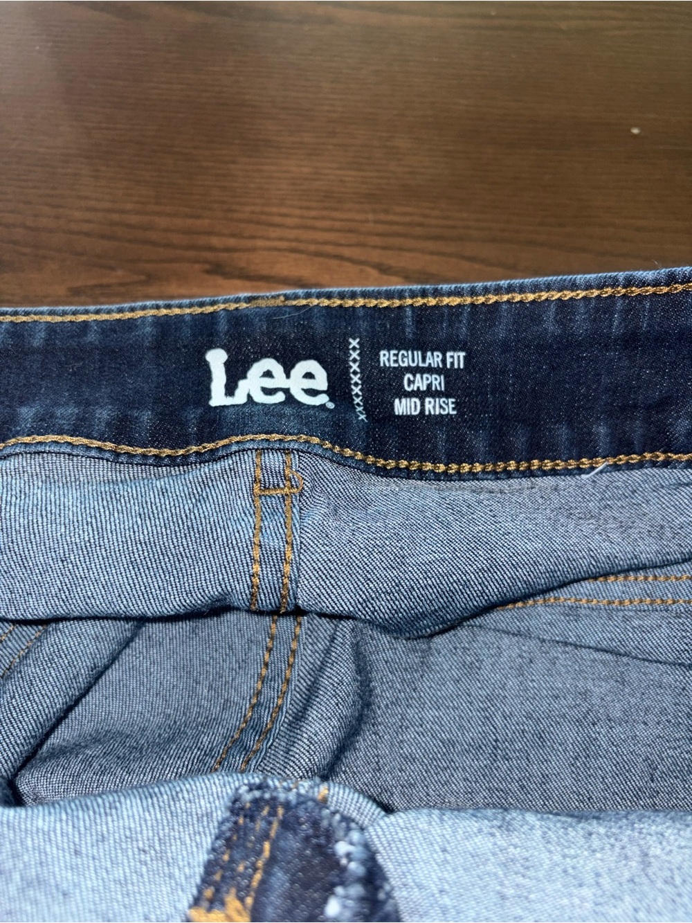 Lee Two-Tone Denim Capri Jeans in Dark Indigo and Light Blue